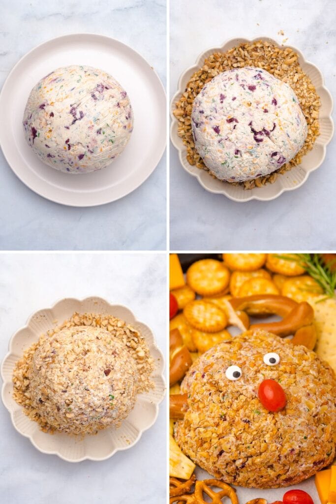 Process shots of Reindeer cheeseball.