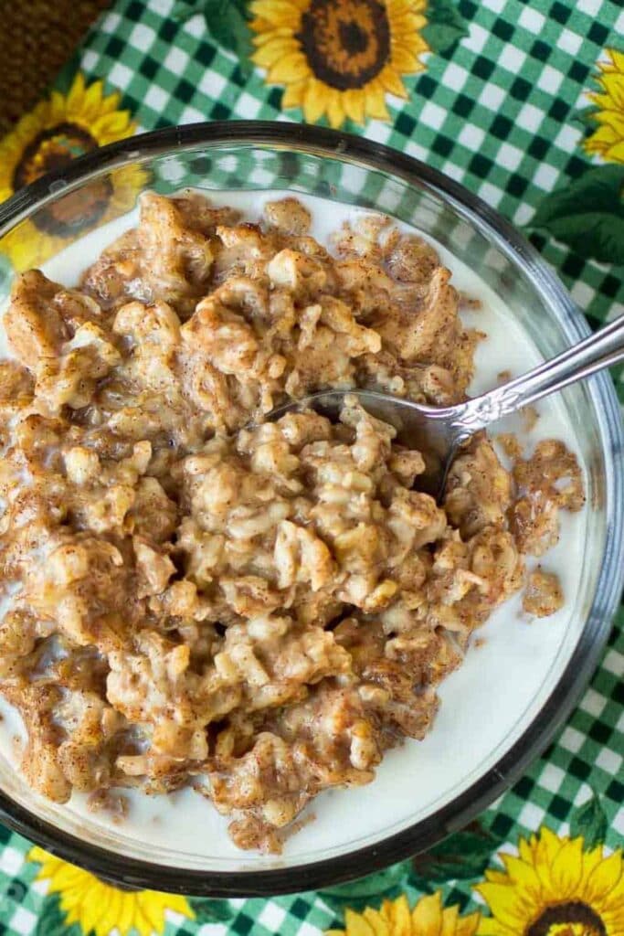 slow cooker oatmeal in a bowl