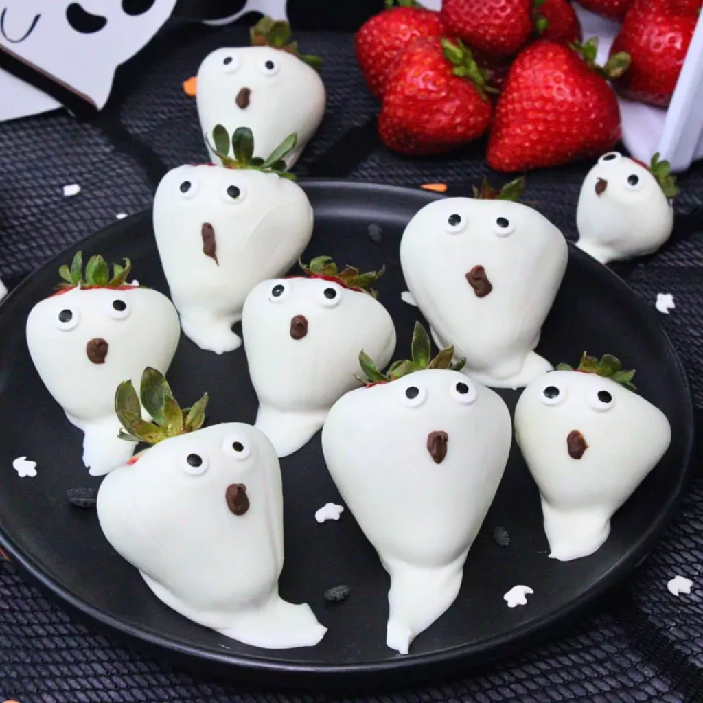 Strawberry Ghosts on plate