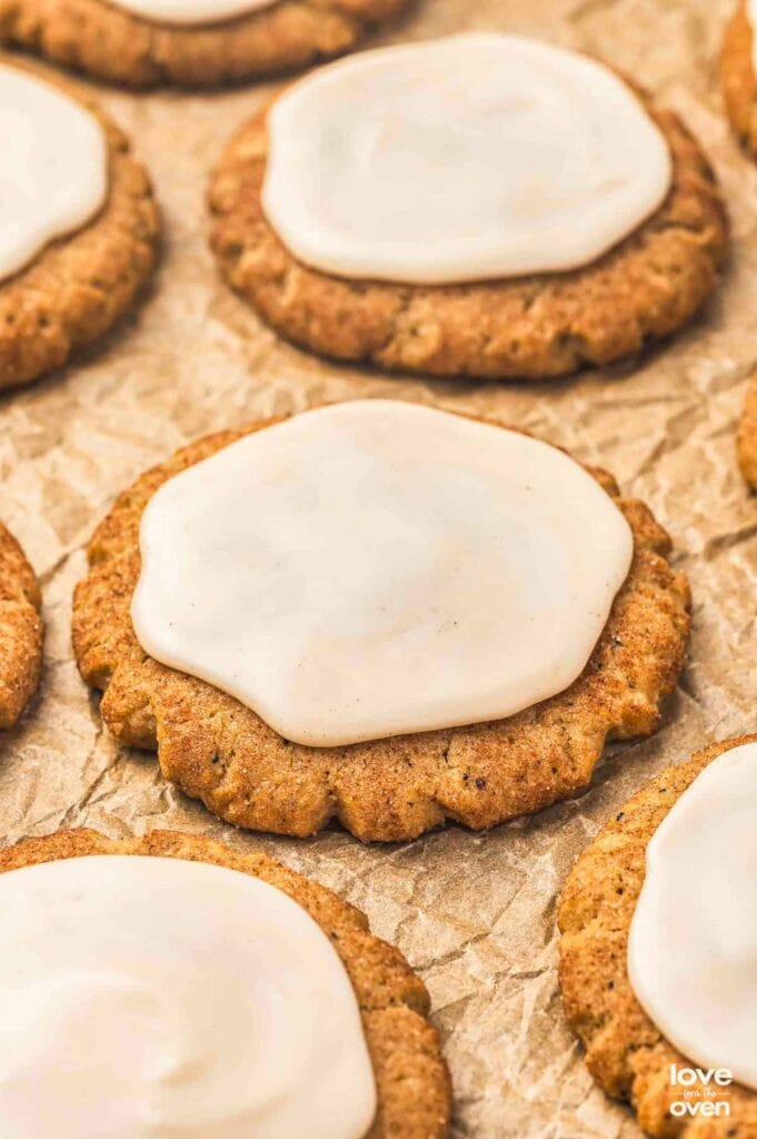 Taylor Swift chai cookies on parchment paper.