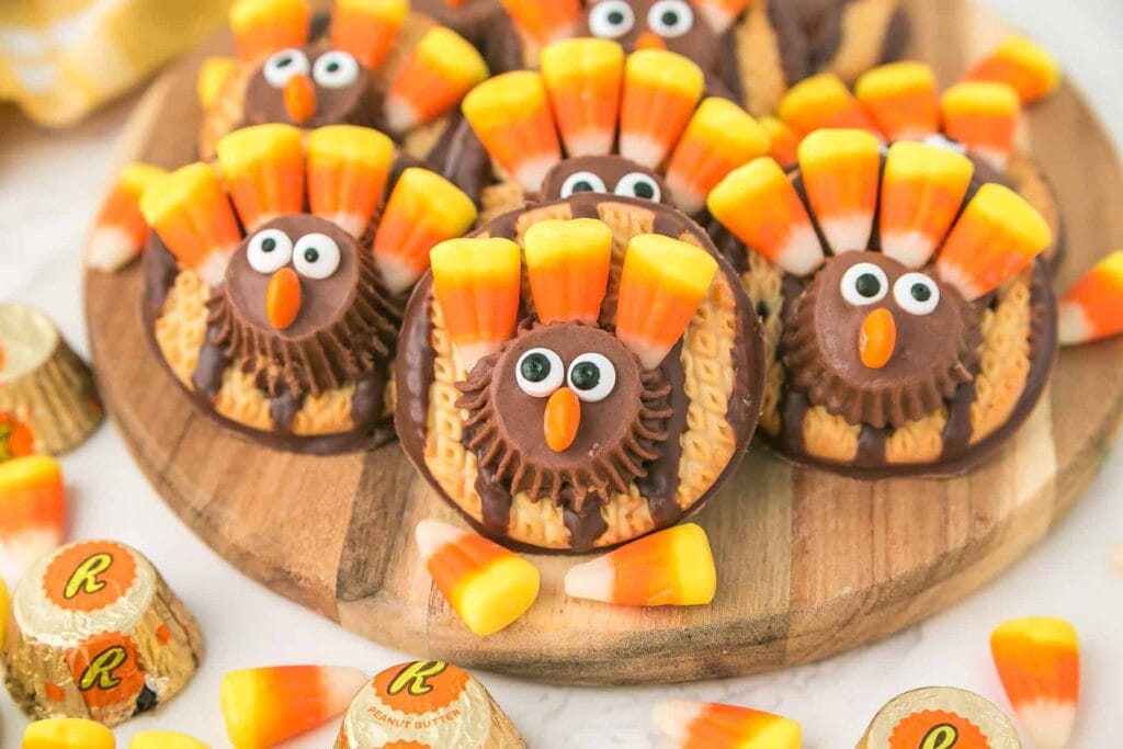 Turky cookies on wooden board.