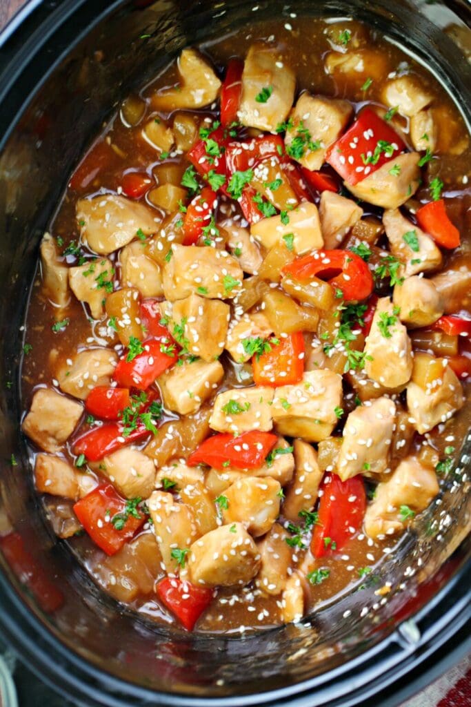 Pineapple Chicken in a crockpot .