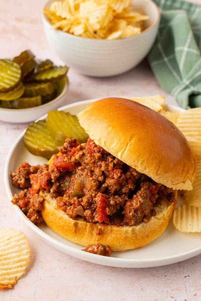 Crockpot Sloppy Joes on a plate.