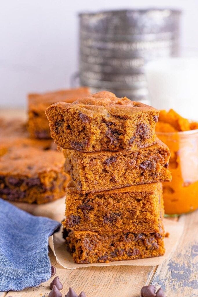 Stack of pumpkin blondies.