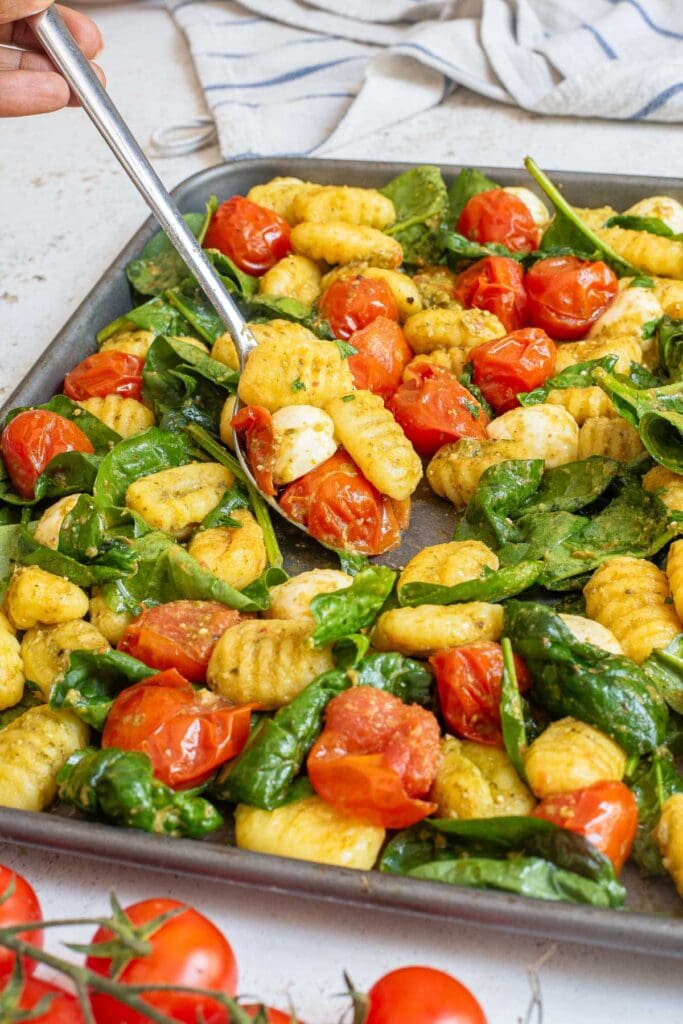 Sheet Pan Gnocchi on a baking sheet.