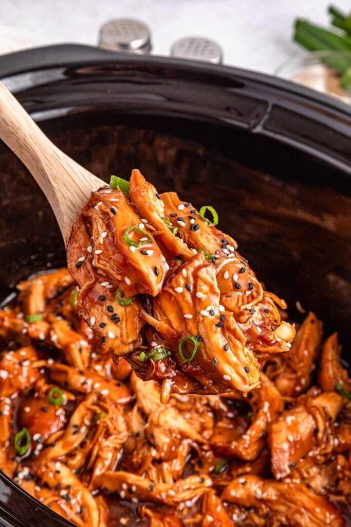 Teriyaki chicken in a crockpot.