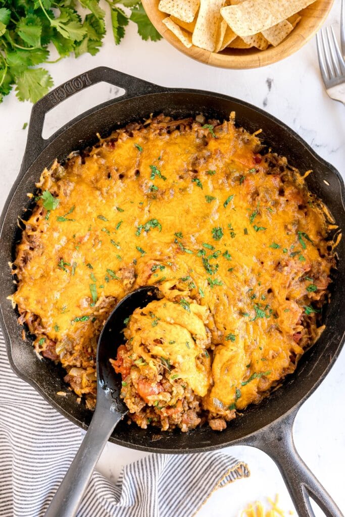 Texas hash in a skillet.