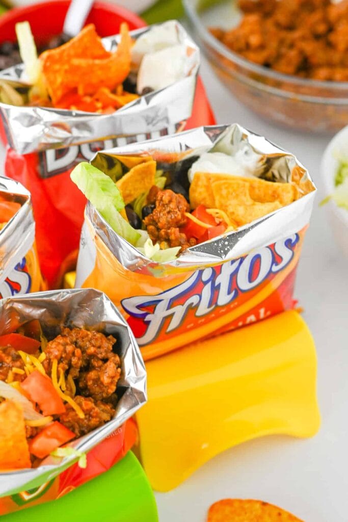 Walking tacos in a snack bag.