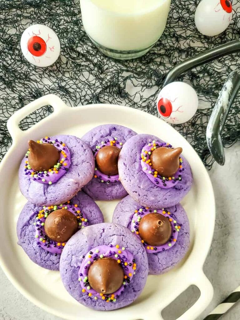 witch hat cookies on plate