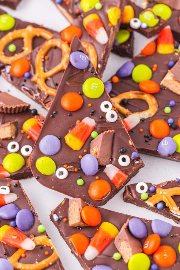 Halloween candy bark light background