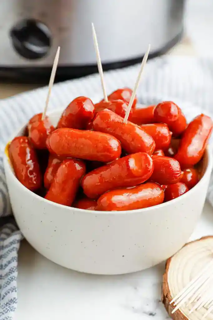 BBQ little smokies served in a bowl.
