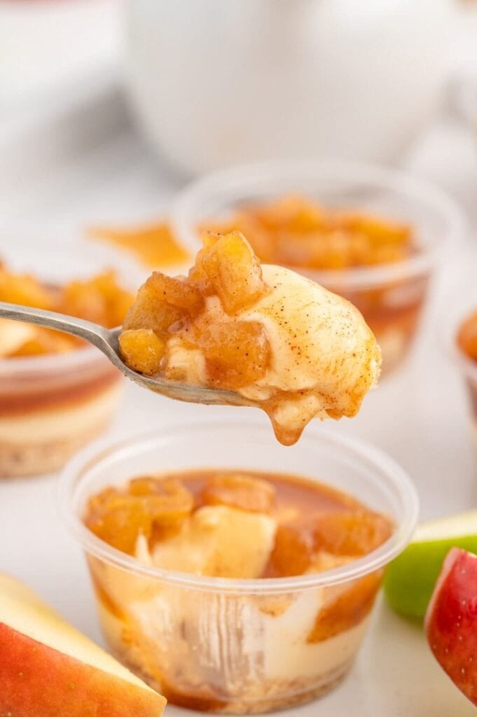 Caramel apple dessert in cups.
