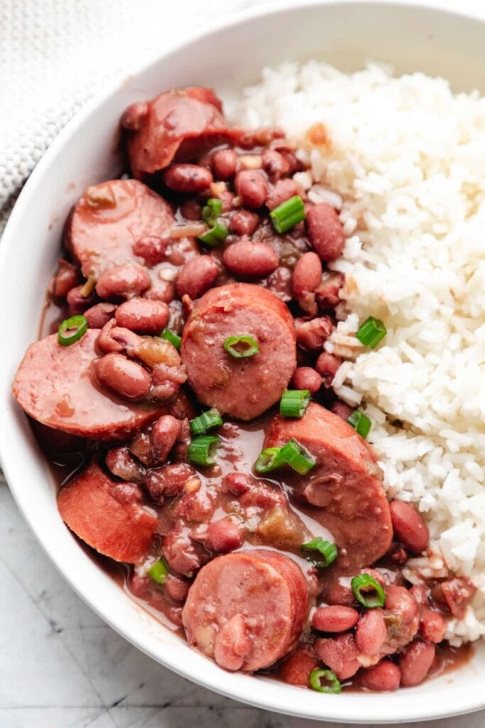 Crock Pot red beans and rice on a plate.