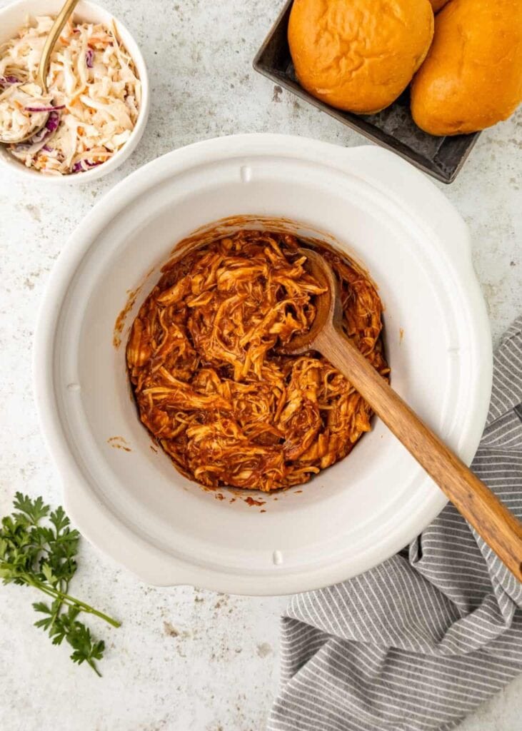 Crockpot BBQ Chicken in a bowl.