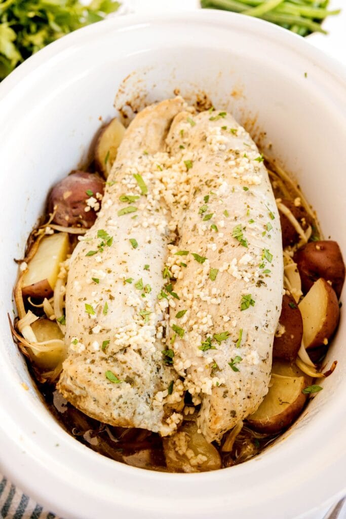 Ranch pork loin in a crockpot.