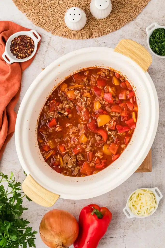 Stuffed pepper soup in a crockpot