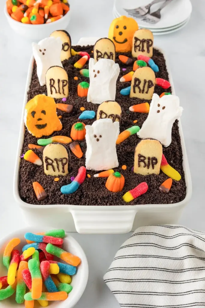Graveyard poke cake