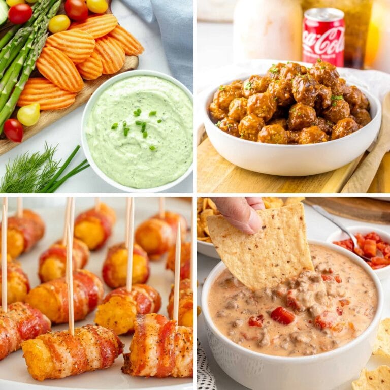 Collage of lazy appetizers that are easy to make.