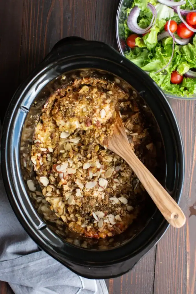 Alpine pork chops in a slow cooker.