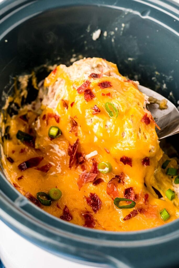 Crack chicken in a slow cooker.