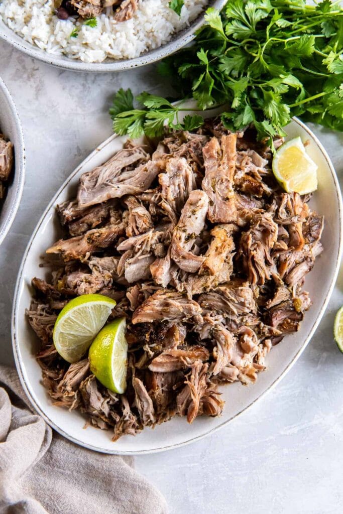 Slow cooker Cuban pork on a plate.