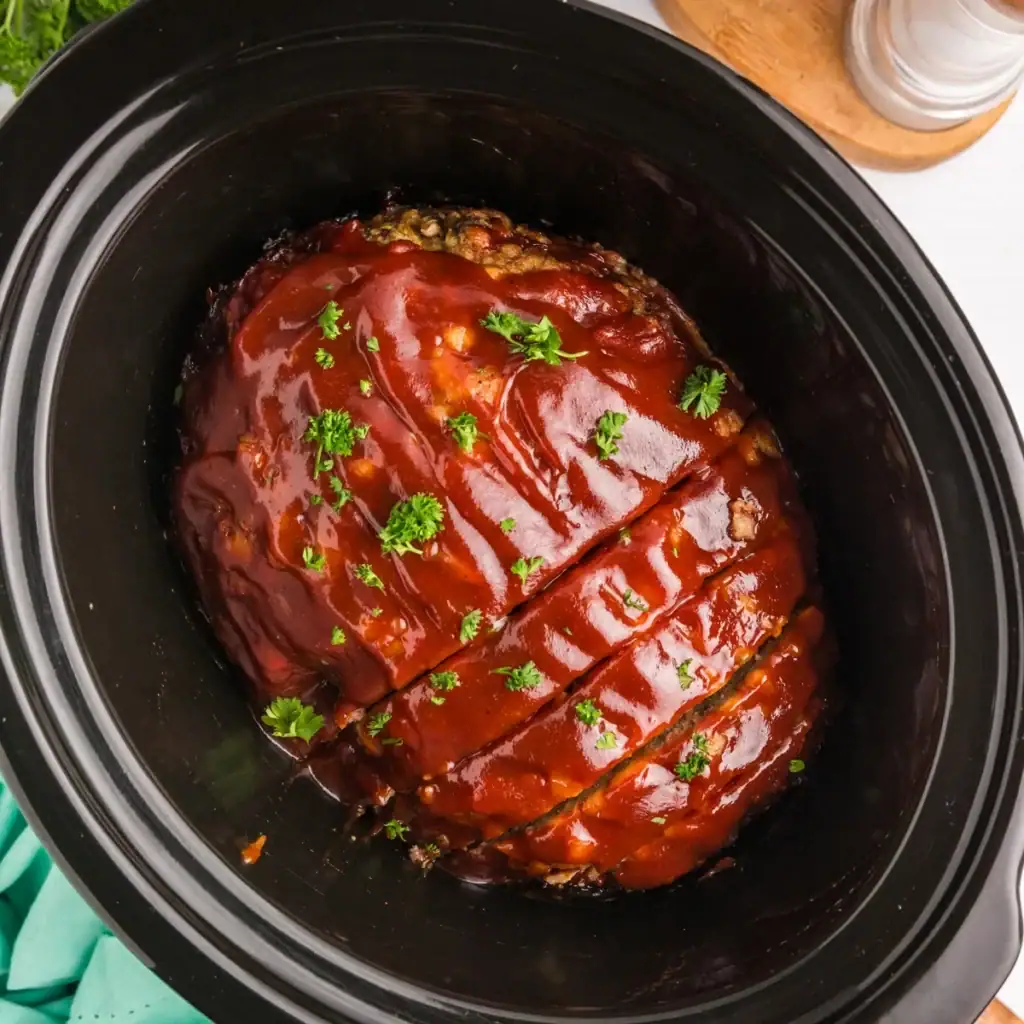 Meatloaf in a slow cooker.