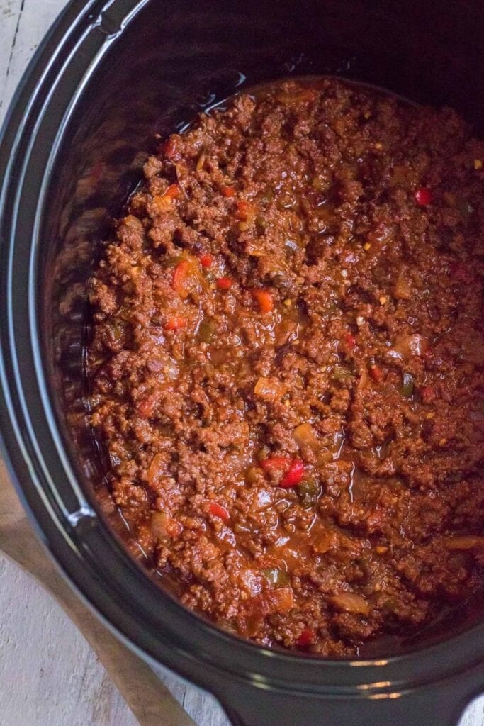 Sloppy Joes in a slow cooker.