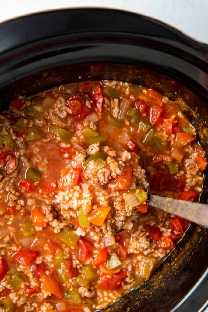 stuffed pepepr soup in a slow cooker.