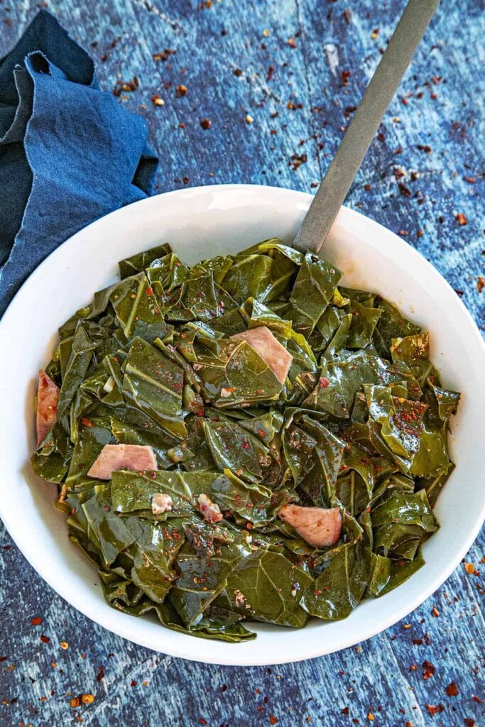 Collard greens in a bowl.