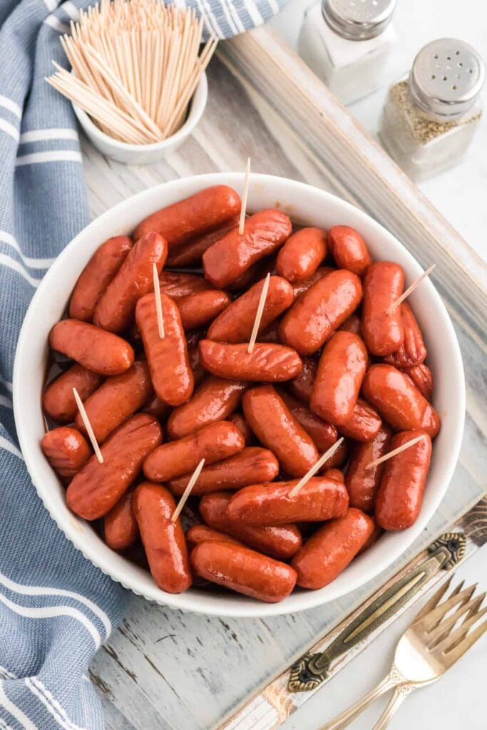 Crockpot Little Smokies in a bowl.