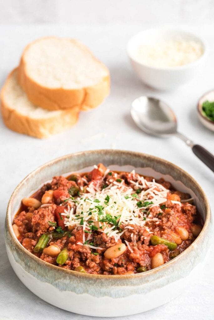 Italian stew in a bowl.