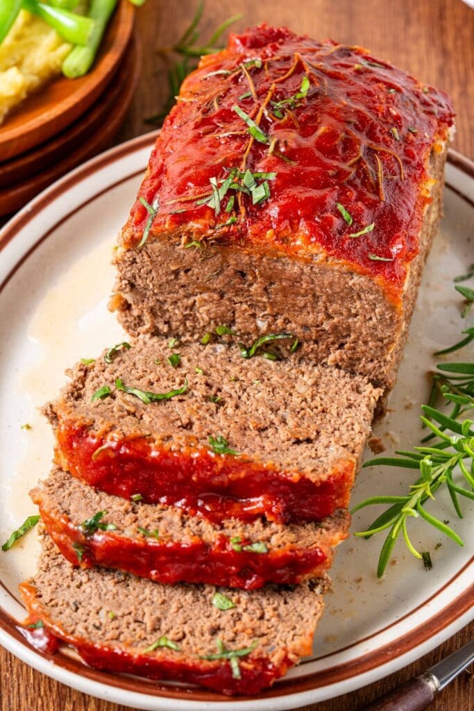 Lipton meatloaf with sliced pieces on a plate.
