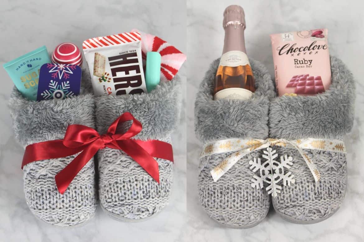 slippers stuffed with goodies