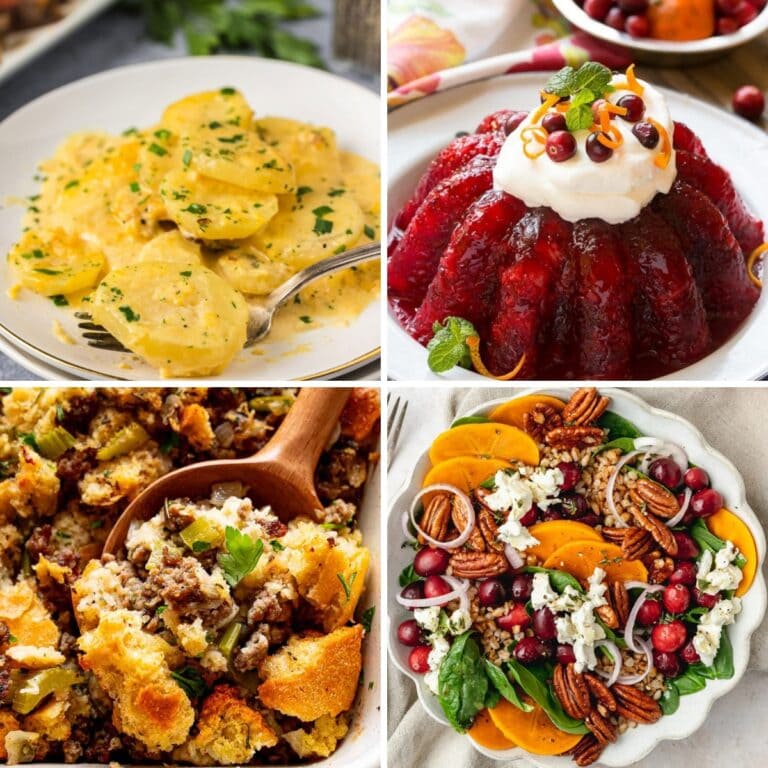 Collage of Thanksgiving sides everyone begs for.