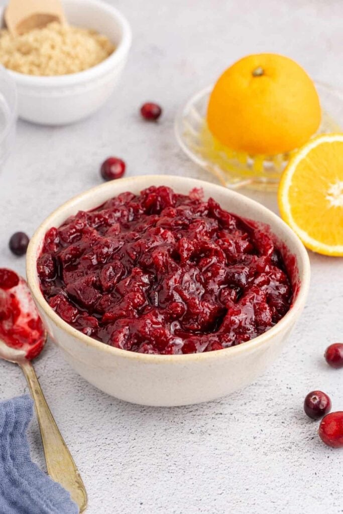 Whole berry cranberry sauce in a bowl.