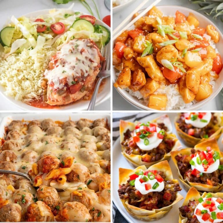 Collage of easy family dinner ideas everyone will ask for.